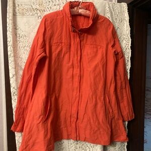 Eileen Fisher Salmon Hooded Rain/Trench Coat Size Medium